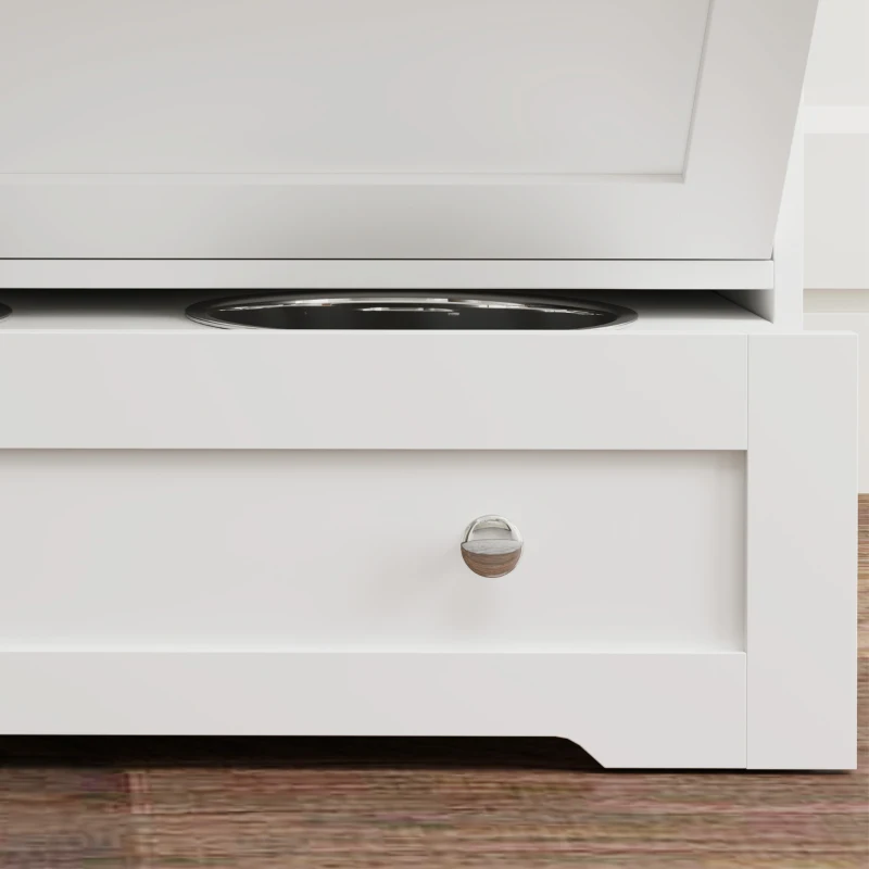 PawHut Dog Feeding Station with Two Storage Cabinets, 2 Elevated Dog Bowls, Side Hooks, Anti-tip Kit, for Feeding & Watering