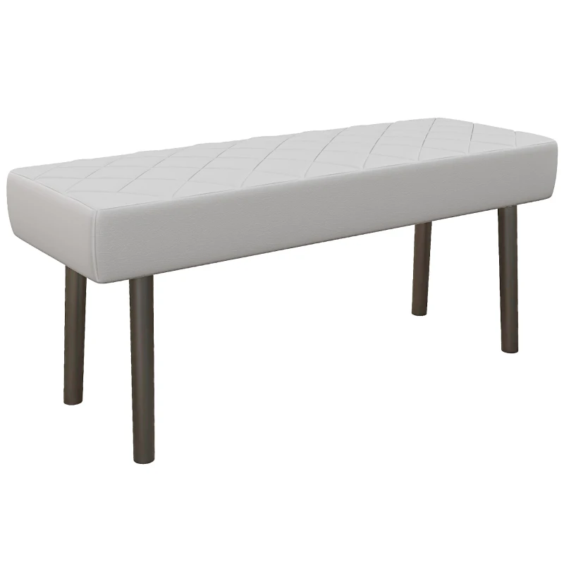 HOMCOM End of Bed Ottoman Bench, 39.4" Faux Leather Upholstered Entryway Bench with Metal Legs and Padded Seat, Gray