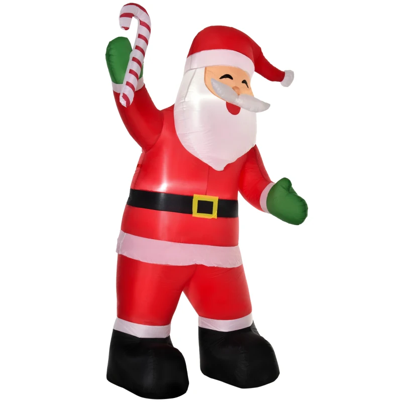 HOMCOM Inflatable Christmas Outdoor Lighted Yard Decoration, Santa Claus with Candy Cane, 8' Tall