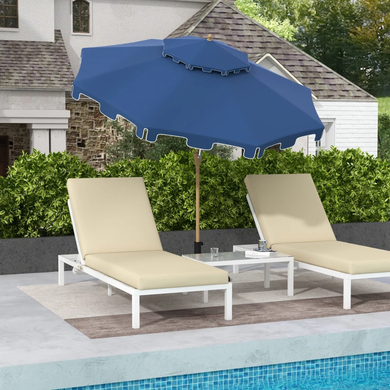 Outsunny 8.8' Patio Umbrella with Push Button Tilt and Crank, Dark Blue
