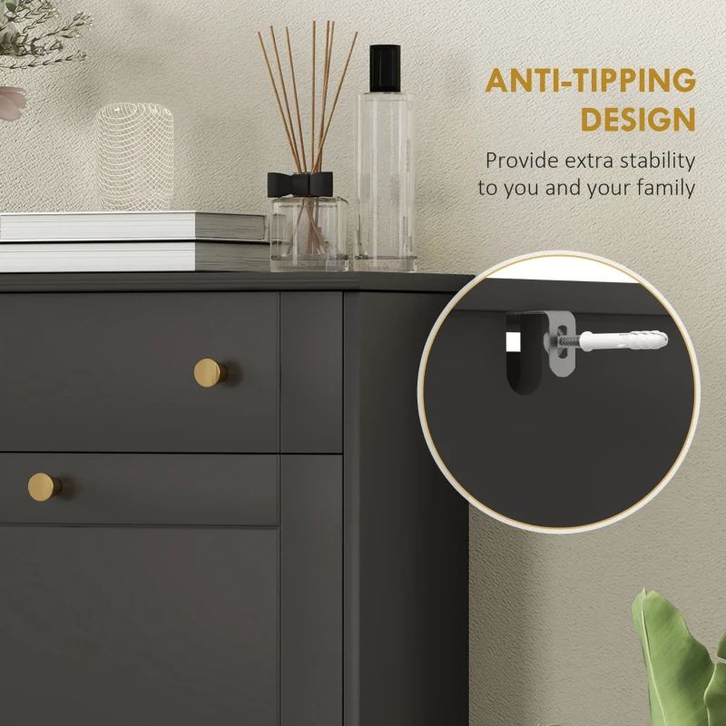 HOMCOM Slim Shoe Storage with 2 Flip Drawers and Adjustable Shelves Shoe Cabinet Organizer for 8 Pair, Black