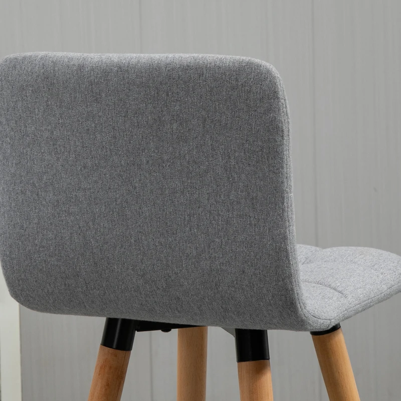 HOMCOM Modern Bar Stools Set of 2, 38" Upholstered Kitchen Island Stool with Solid Wood Legs, Grey