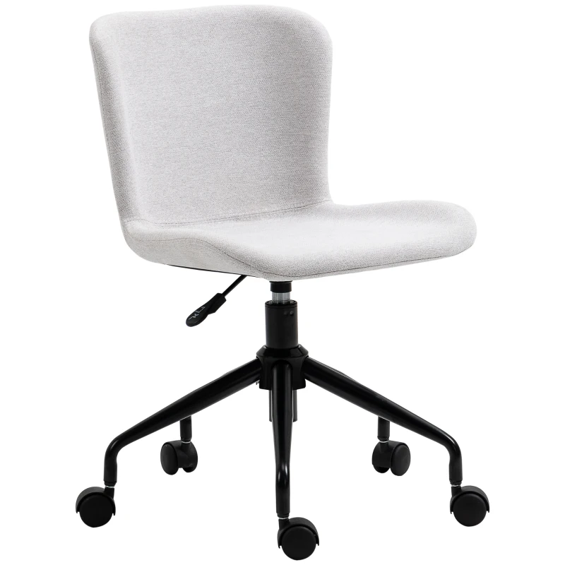 Vinsetto Home Office Chair, Swivel Task Chair with Adjustable Height and Armless Design for Small Space, Living Room, Bedroom, Light Gray