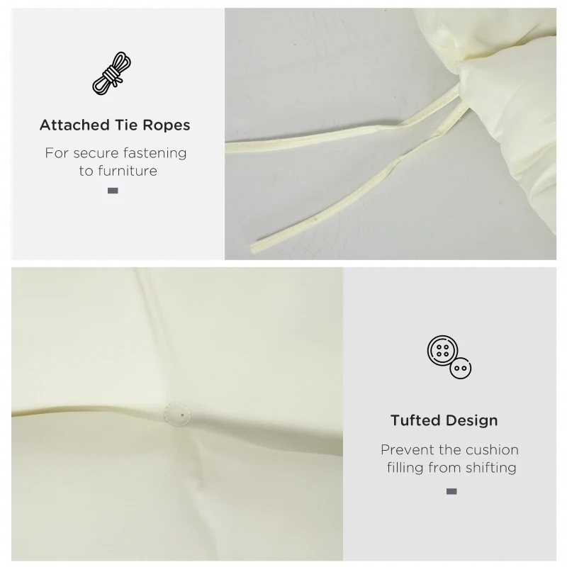 Outsunny 5" Thick Patio Chaise Lounge Lounge Chair Cushion with Backrest, Soft Cotton Padded for Indoor Outdoor Use, Cream White