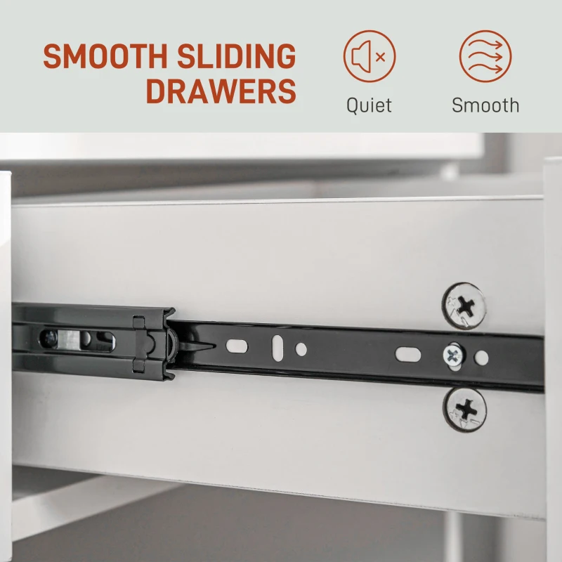 HOMCOM Makeup Vanity Table Set with Stool, Dressing Table with LED Lighting Mirror, Drawers, for Bedroom, White