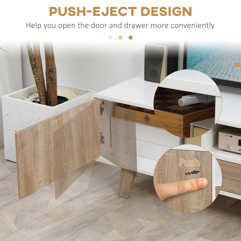 HOMCOM Modern TV Stand Cabinet for TVs up to 72" Flat Screen with Push-open Drawer, Storage Compartment and Cable Management, Rounded-edge Entertainment Center for Living Room, Bedroom