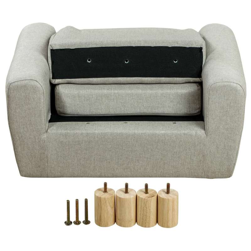 Qaba Kids Sofa Chair Seat with Kitten Ear Backrest, Grey
