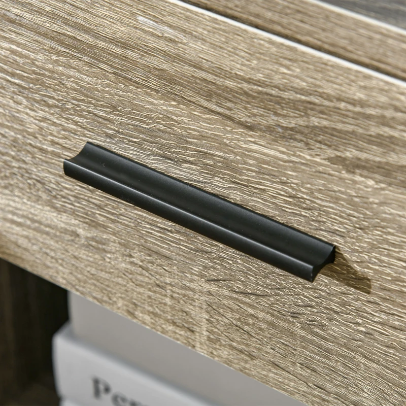 HOMCOM Modern Side Table with Drawer and Storage Shelf, End Table for Living Room, Gray Wood Grain