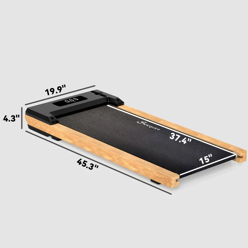 Soozier 2.5HP Walking Pad, Wood Under Desk Treadmill with Remote Control, Transport Wheels and LED Display for Home Gym Office