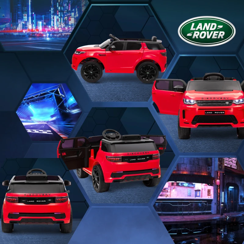 Qaba Land Rover Discovery Sport Licensed 12V Ride on Car w/ Remote, Soft Start, LED Lights, Music Horn, Red