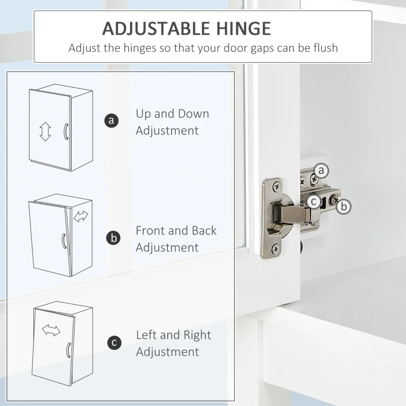 HOMCOM Sideboard Buffet Cabinet with Storage, Modern Coffee Bar Cabinet with 2 Glass Doors, Adjustable Shelf and Bottom Shelf, Console Table for Kitchen, Living Room, Dining Room, Hallway, White