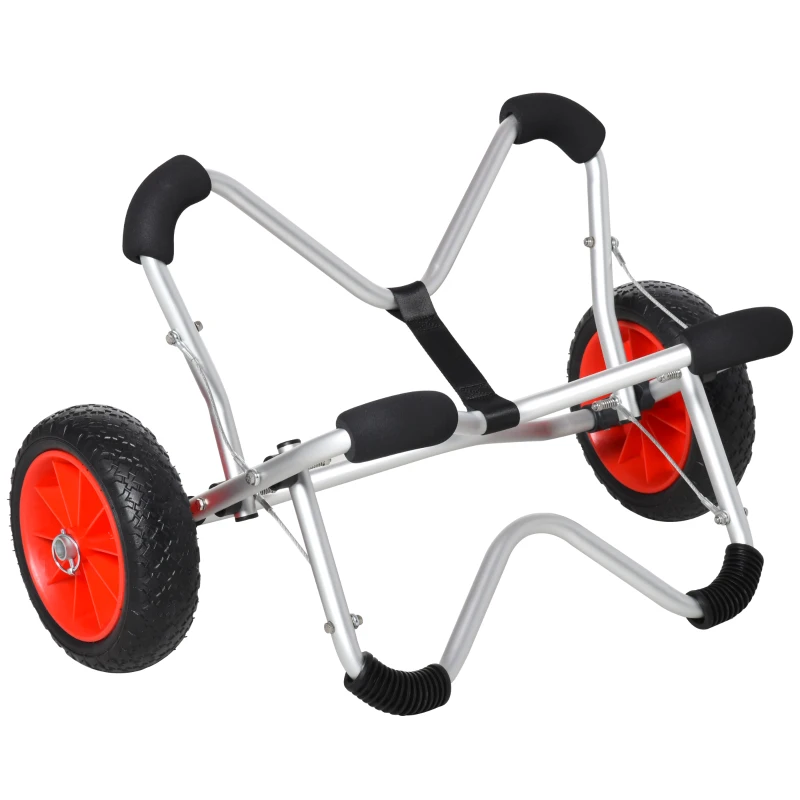 Soozier Kayak Cart Aluminum Boat Canoe Carrier Dolly Trolley Transport Trailer with Airless Beach Tires for Sand, Silver