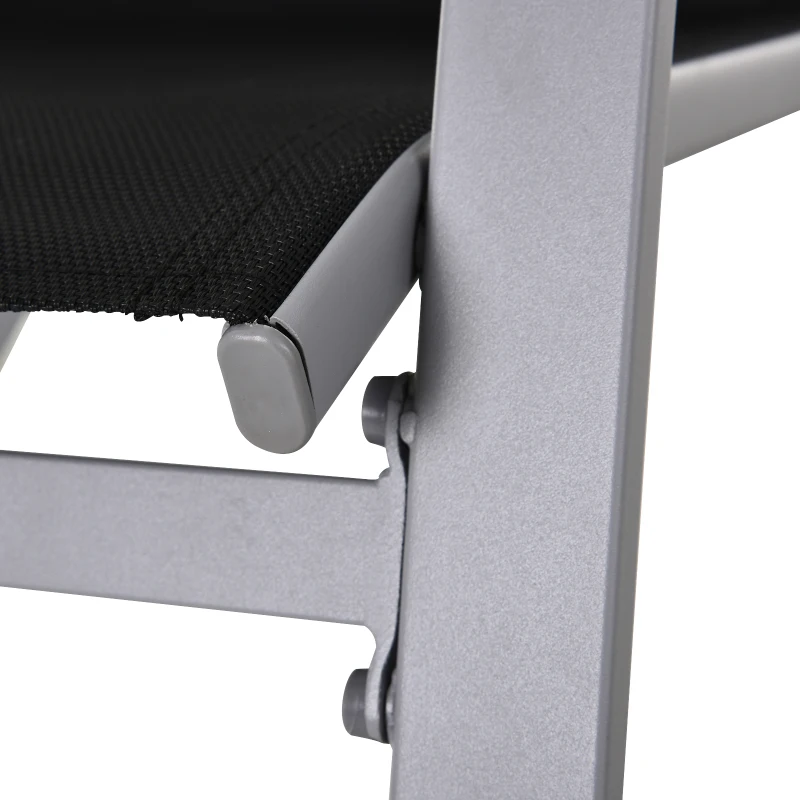 Outsunny Outdoor Modern Front Porch Patio Rocking Sling Chair - Black/ Silver