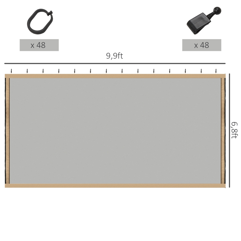 Outsunny Gazebo Replacement Mosquito Netting 10' x 10' Black Screen Walls for Canopy with Zippers for Parties and Outdoor Activities