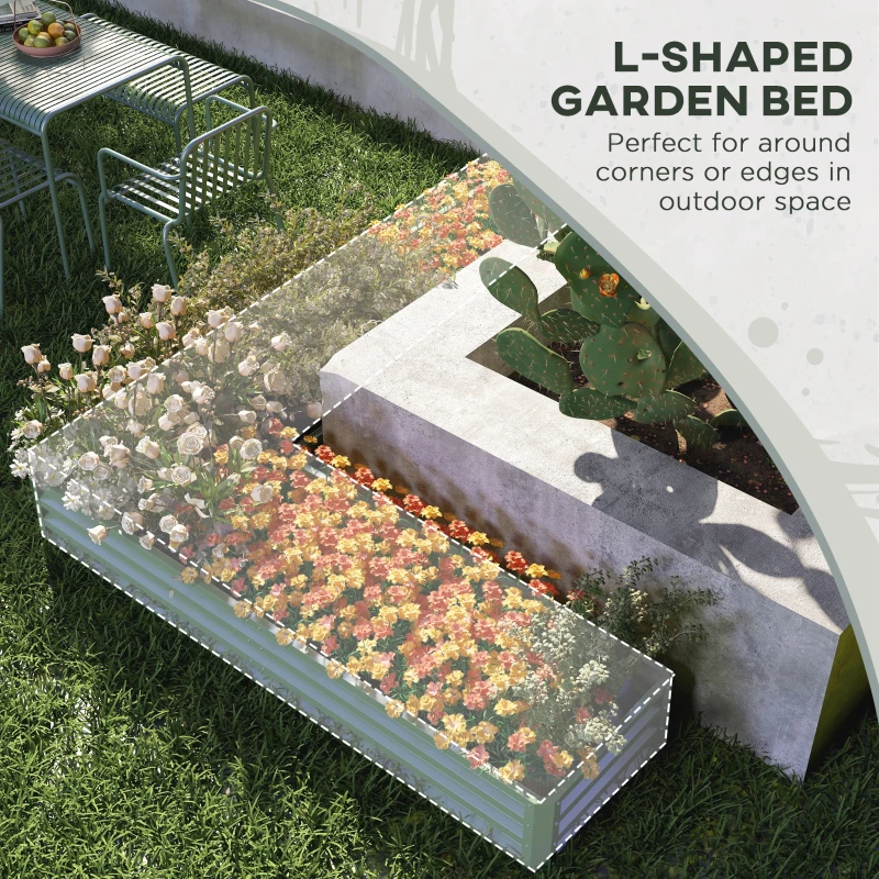 Outsunny Galvanized Raised Garden Bed Steel Planter Box w/ Rods for Vegetables Flowers Herbs, 82" x 109" x 12", Green