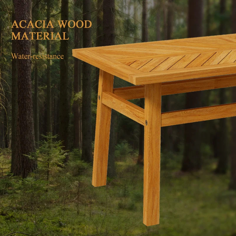 Outsunny Outdoor Coffee Table, Acacia Wood Rustic Patio Table for Garden, Backyard, Balcony, Deck, Natural Wood