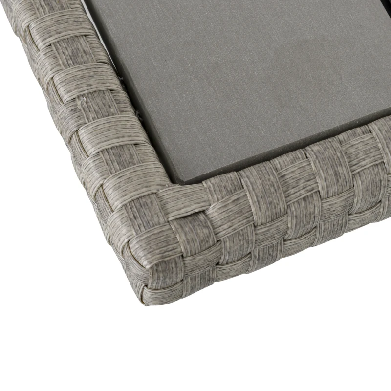 Outsunny 6 PCS Rattan Outdoor Dining Set Patio Dining Table and Chair Set with Plastic Wood Top Dining Table, Cushions, Grey