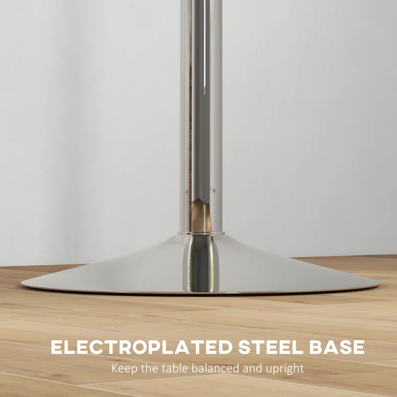 HOMCOM High Top Bar Table, Adjustable Round Kitchen Table with Swivel Top and Steel Base, Bistro Table for 2 People, White