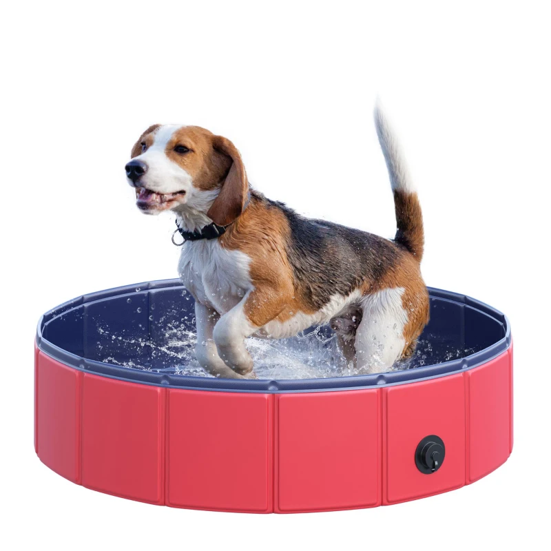 PawHut Foldable Pet Swimming Pool, Portable Dog Bathing Tub, 12" x 63" Plastic Large Dog Pool for Outdoor Dogs and Cats
