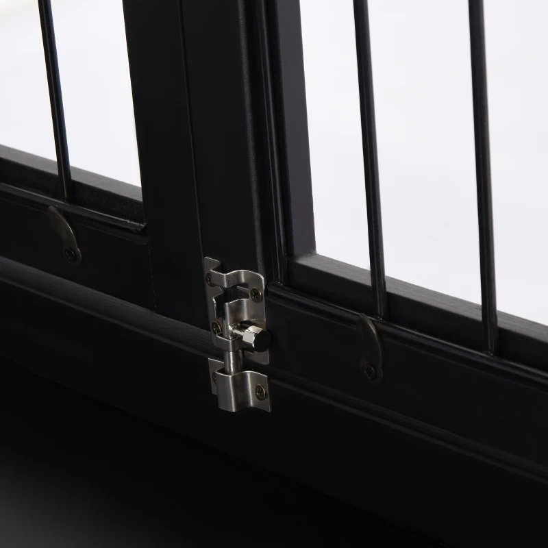 PawHut 26" Wooden Dog Cage with Double Door Entrance & Simple Modern Design, Black