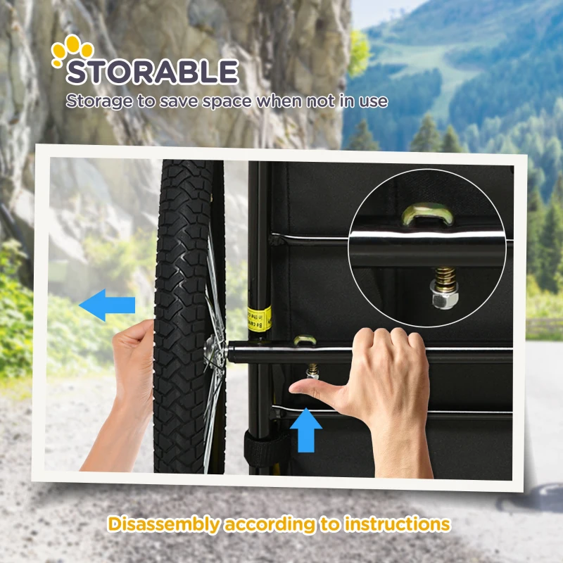 Aosom Dog Bike Trailer, Pet Stroller with Wheels for Medium Dogs, Yellow