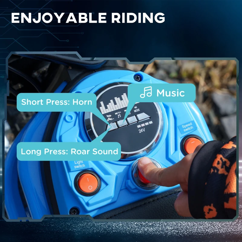 Aosom 24V 350W Electric Dirt Bike Up to 15 MPH w/ Twist Grip Throttle, Blue