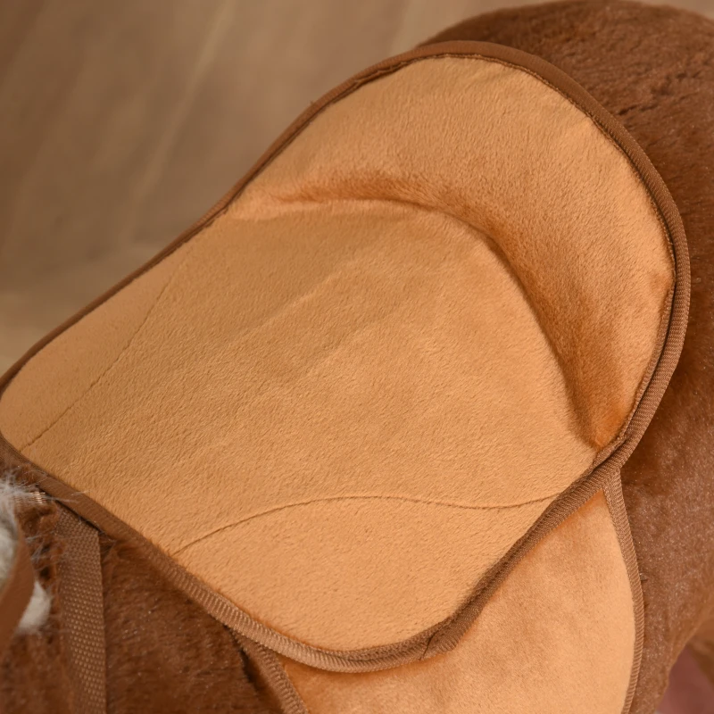 Qaba Kids Rocking Horse Walking Horse with Wheels, Large Size Moving Hobby Horse Ride on Toy Gift for Children 5-16 Years