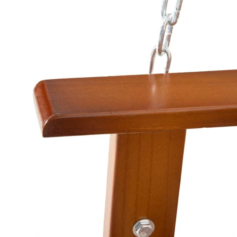 Outsunny 2 Person Front Porch Swing, Hanging Patio Swing, Outdoor Swing Bench with Pine Wood Frame and Hanging Chains for Garden and Yard