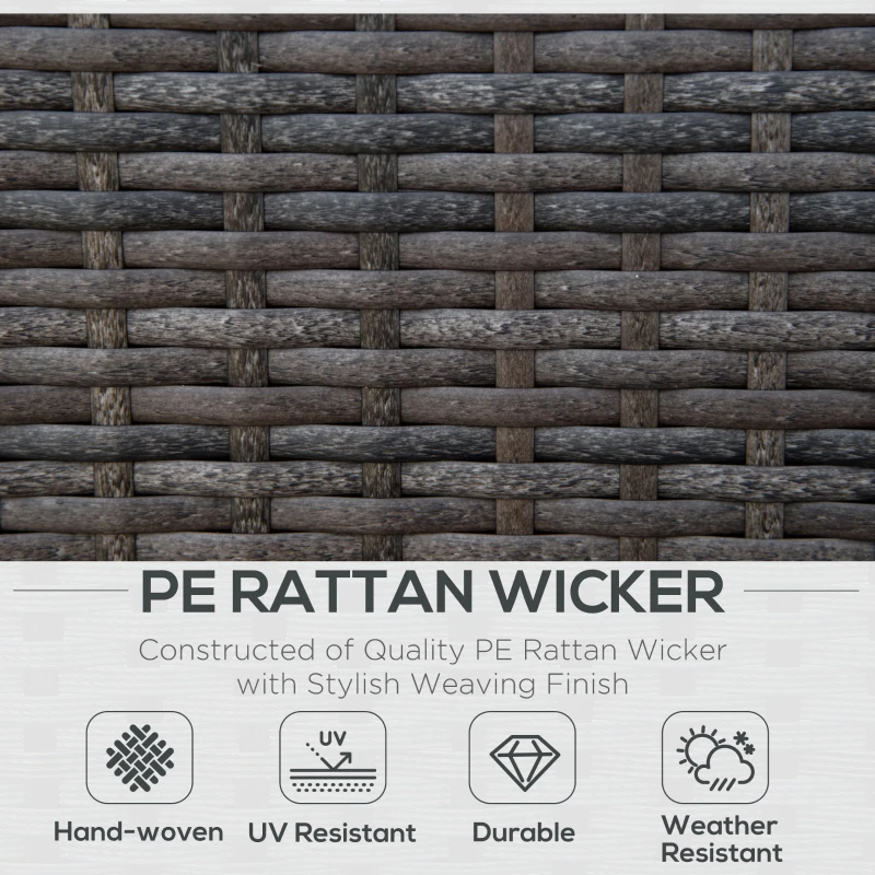 Outsunny 4 Pieces Patio Furniture Set, All Aluminum Frame Outdoor Sofa Set PE Rattan Sofa with 2 Cushioned Sofas, 1 Loveseat and Coffee Table with Tempered Glass Top for Garden, Backyard, Black, Grey