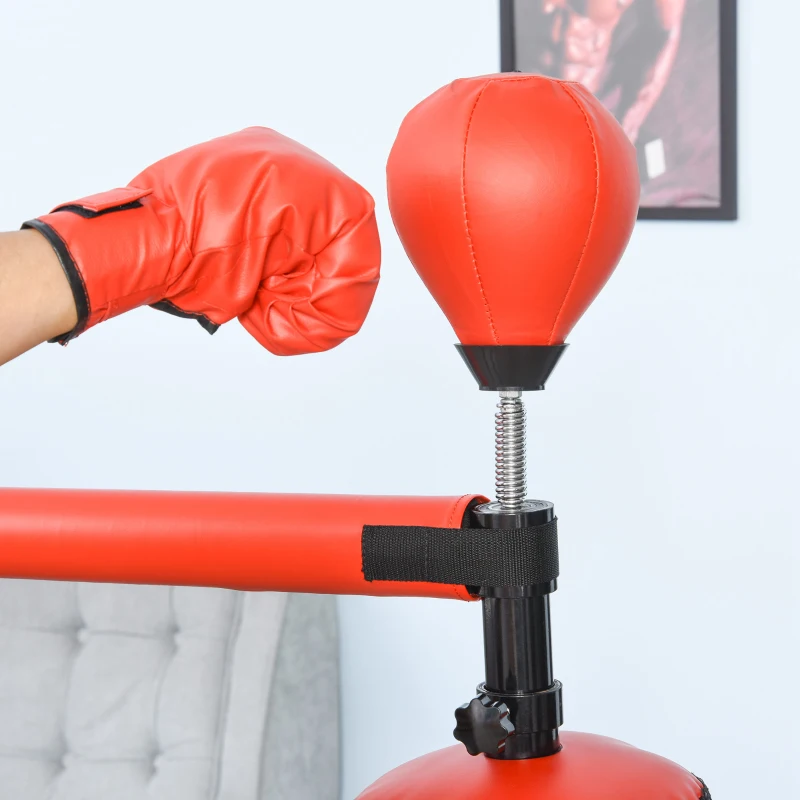 Soozier Freestanding Boxing Punch Bag Stand with 360° Rotating Flexible Arm, Speed Ball, Waterable & Sandable Base, Height Adjustable Boxing Training Equipment for Adults