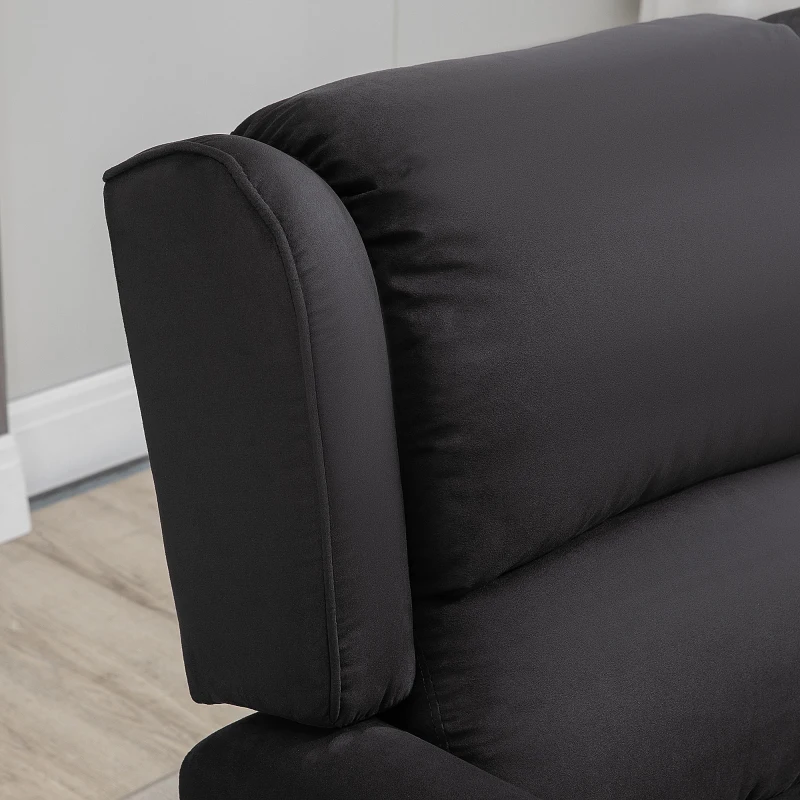 HOMCOM Massage Recliner Chair for Living Room, Push Back Recliner Sofa, Suede Wingback Reclining Chair with Extendable Footrest, Wood Legs, Remote Control, Side Pockets, Black
