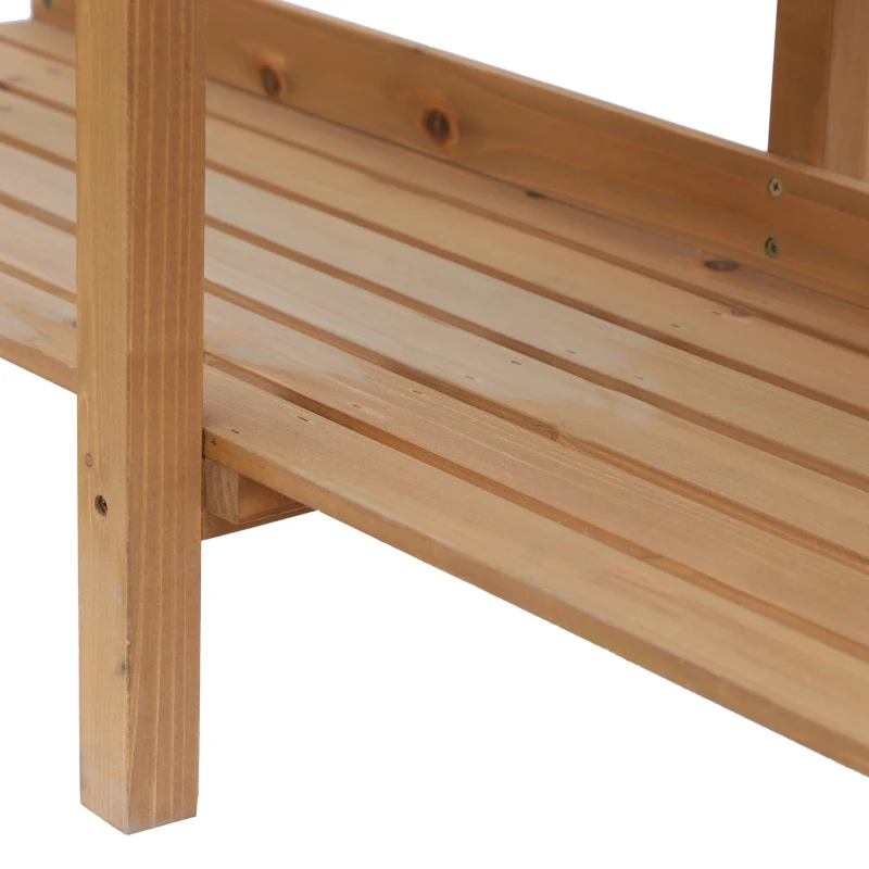 Outsunny 47.75" Potting Bench Table Garden Work Bench Workstation with Drawer, Removable Sink, Storage Shelves and Hooks, Natural