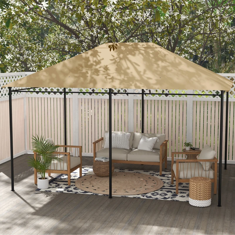 Outsunny 10' x 13' Gazebo Replacement Canopy Cover, Gazebo Roof Replacement (TOP COVER ONLY), Khaki