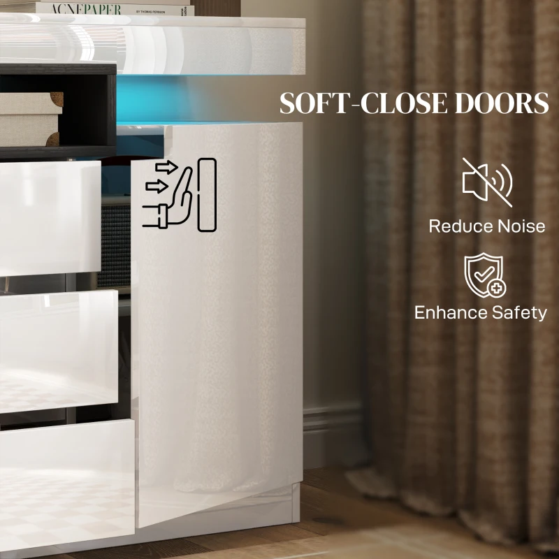 HOMCOM Sideboard Storage Cabinet with LED Lights, White