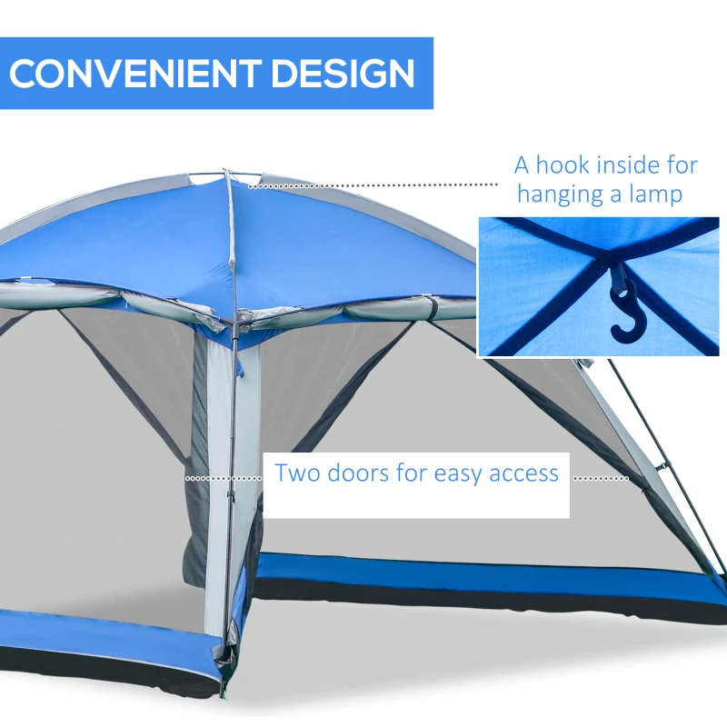 Outsunny 12' x 12' Screen House Room, 8 Person Camping Tent w/ Carry Bag and 4 Mesh Walls for Hiking, Backpacking, and Traveling, Easy Set Up, Royal Blue