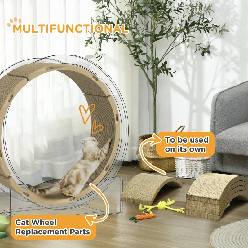 PawHut 4 Pack Cat Scratching Board Replacement for Cat Wheel, Brown