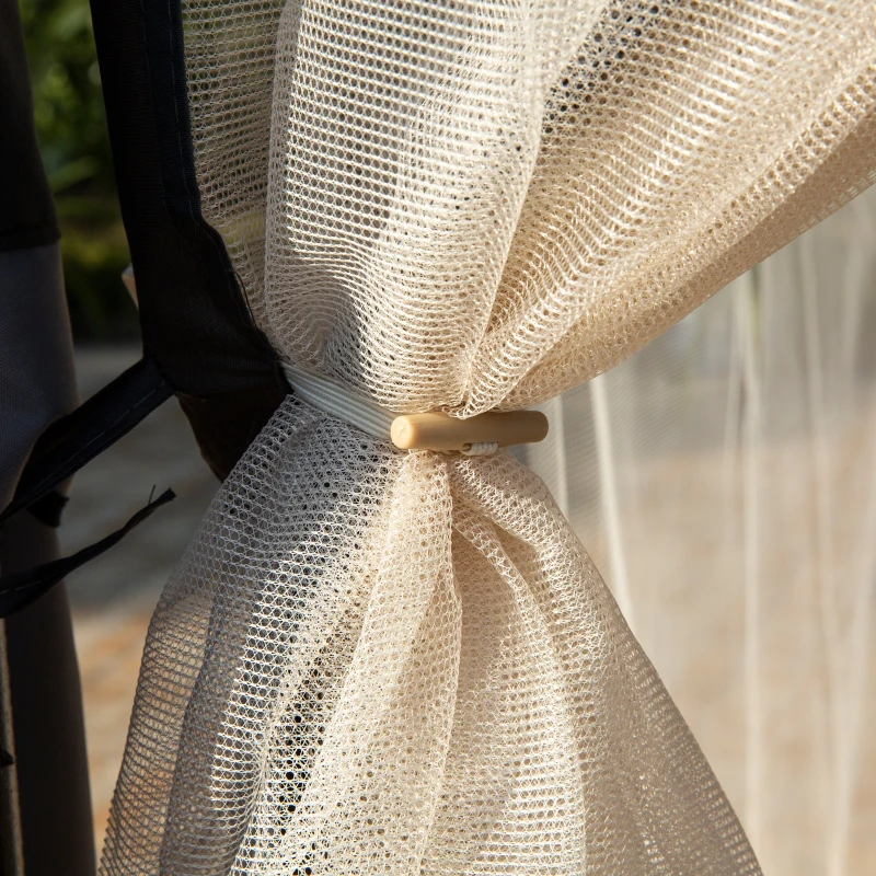 Outsunny 12' x 10' 2-Tier Outdoor Gazebo Canopy Tent for Patio with Zippered Mesh Sidewalls, Solid Steel Frame, Arched Roof, Grey