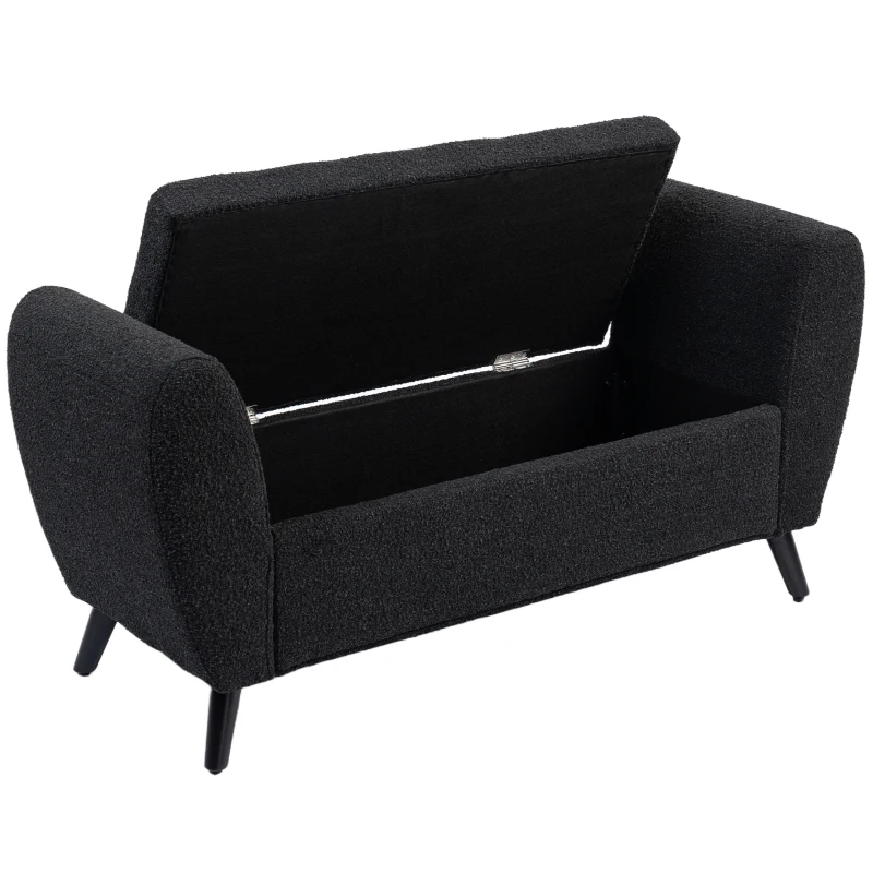 HOMCOM Upholstered Storage Bench with Arms, Modern Ottoman Bench for Bedroom, Entryway, and Living Room, Black
