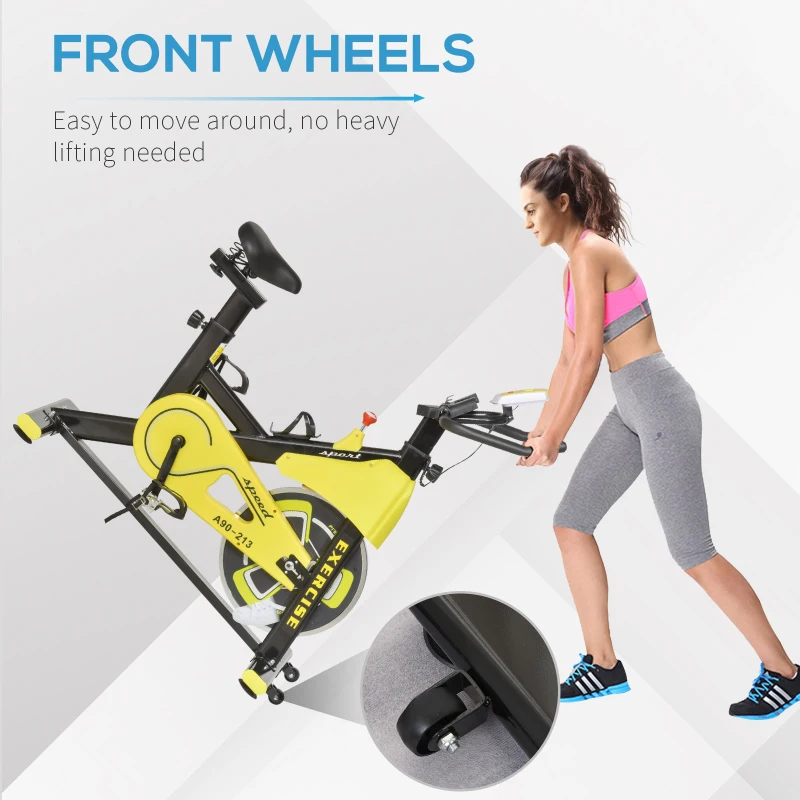 Soozier Stationary Exercise Bike, Indoor Cardio Workout Cycling Bike with with Belt Drive Adjustable Resistance, Seat, Handlebar w/ LCD Display for Home Gym