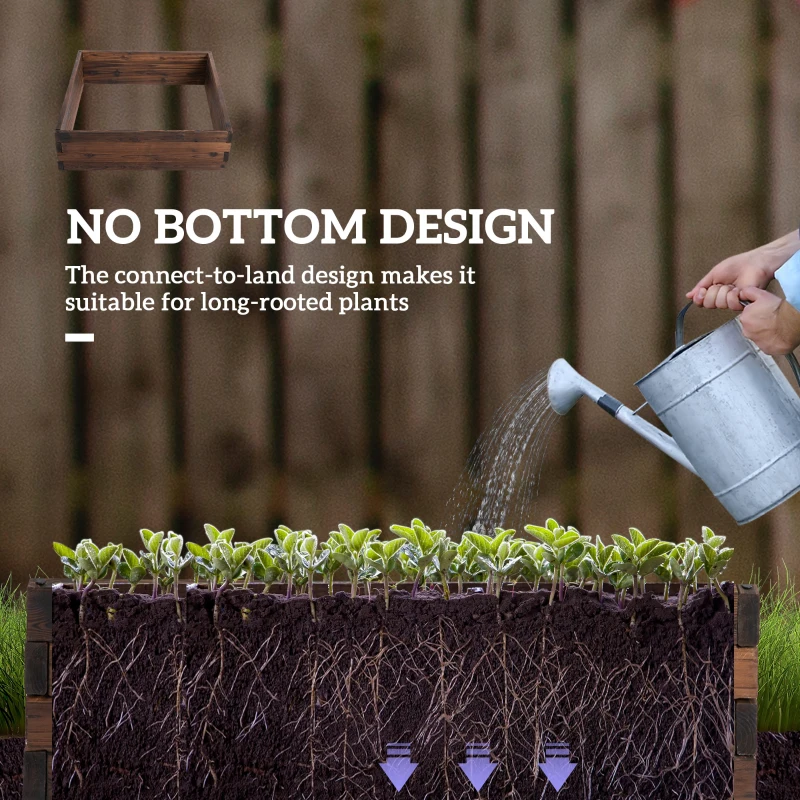 Outsunny Garden Raised Bed Wooden Planter Box Outdoor Grow Containers For Outdoor Patio Plant Flower Vegetable