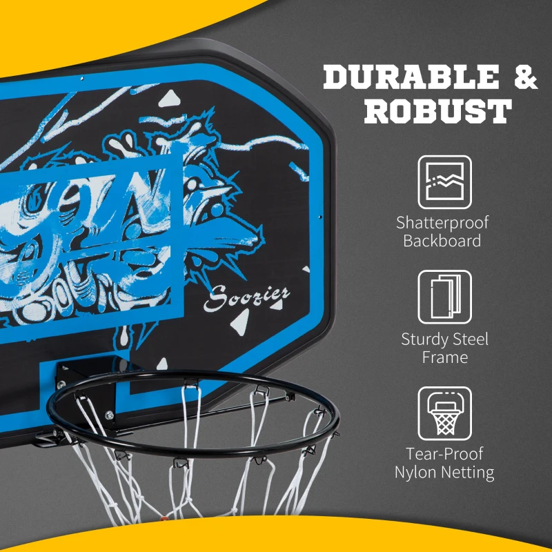 Soozier Wall Mounted Basketball Hoop, 43" x 28" Backboard, Mini Basketball Hoop, Over the Door Basketball Hoop with for Kids and Adults, Outdoors and Indoors Use