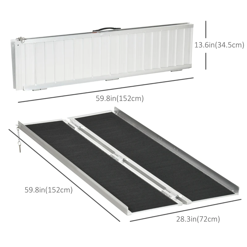 HOMCOM 5ft Foldable Portable Wheelchair Ramp Easy Access Carrier Ramp