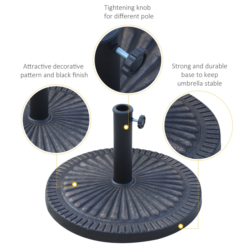 Outsunny 31 lbs Resin Round Market Umbrella Base Holder 19" Decorative Parasol Stand for Patio, Outdoor, Backyard, Bronze