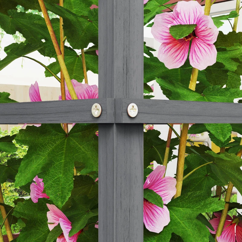 Outsunny Wooden Raised Garden Bed with Trellis, Galvanized Planter Box Elevated Garden Bed for Garden, Patio, Gray