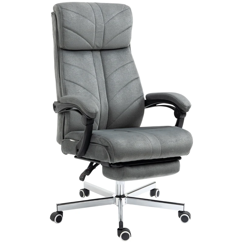 Vinsetto High-Back Office Chair Computer Desk Chair with Footrest Reclining Function and Adjustable Height Gray