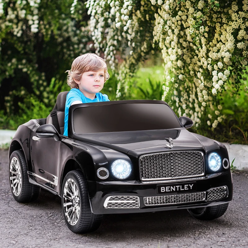 Aosom Bentley Mulsanne 12V Ride on Car, Battery Powered Car with Remote Control, Suspension, Startup Sound, LED Lights, MP3, Horn, Music, Forward and Backward, 2 Motors, Black
