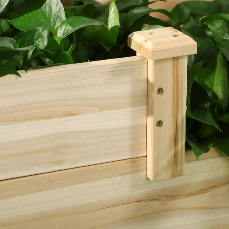 Outsunny 3 Tier Raised Flower Bed Outdoor Planter Box Wooden Garden Bed, Open Bottom for Plants, 42.5"x34.75"x14.25", Natural