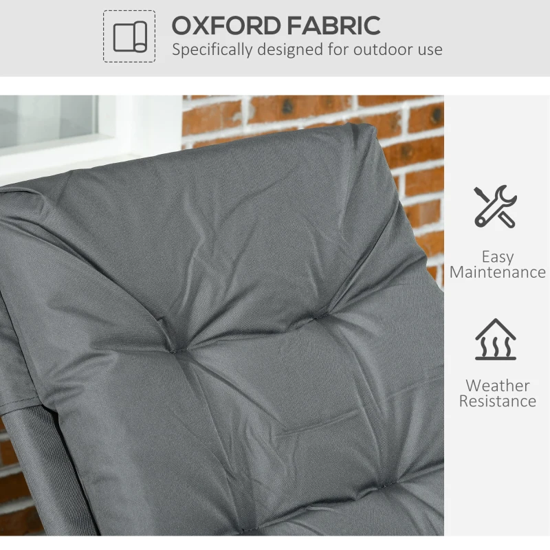 Outsunny Outdoor Folding Lawn Chair, Foldable Chair with Cushion, Armrest and Steel Frame for Poolside, Deck, Backyard