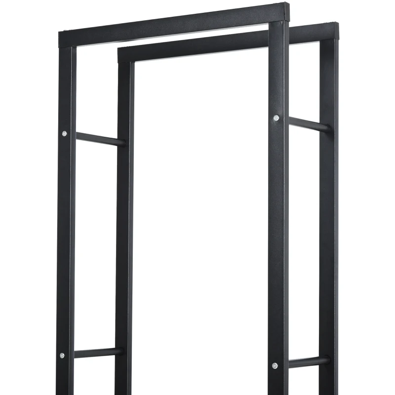 HOMCOM Firewood Rack Outdoor, Log Holder Fireplace Storage Rack with Handles and 220 lbs. Weight Capacity, 15.7" x 9.8" x 59.1", Black