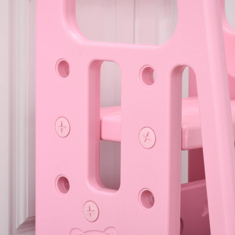 Qaba Toddler Tower with Adjustable Height, Anti-slip Mat, Toddler Step Stool, Pink